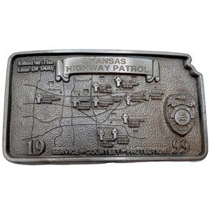 Kansas Highway Patrol Belt Buckle 1999 Vintage KS Police Trooper Patrol